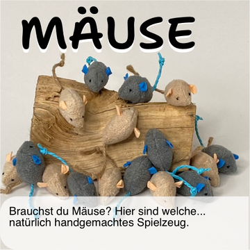 Katzen-Spielzeug Plüsch Mäuse 100% Naturprodukt zwei Farben