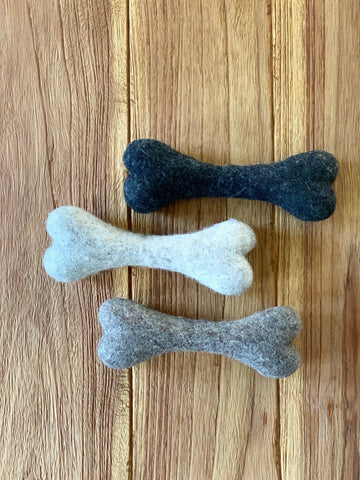 Dog toy wool bones set of 3 in different colors